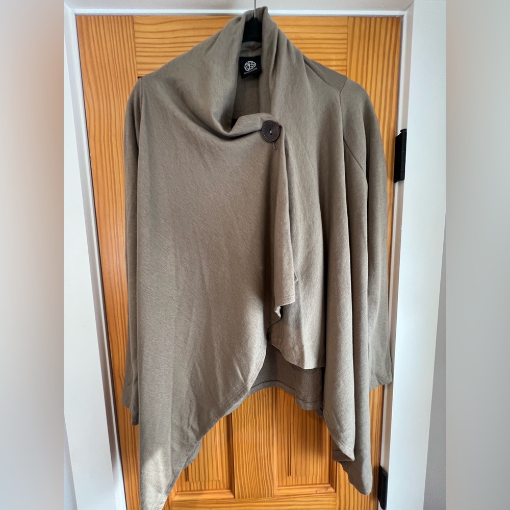 bobeau Fleece-Lined Cape Button Cardigan